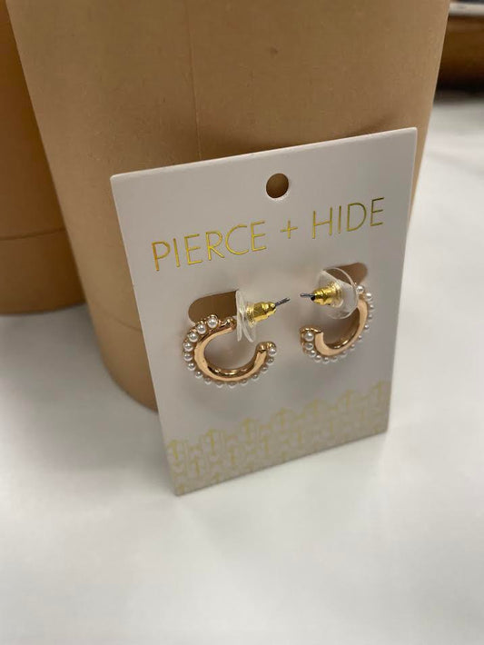 Pearl and Gold Huggie Hoop Earring