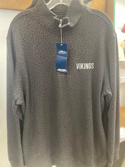 Vikings Embroidered 1/4 zip Leopard Shirt