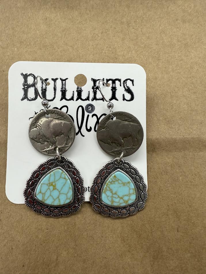 Bullet to Bling Drop Jewel Earrings