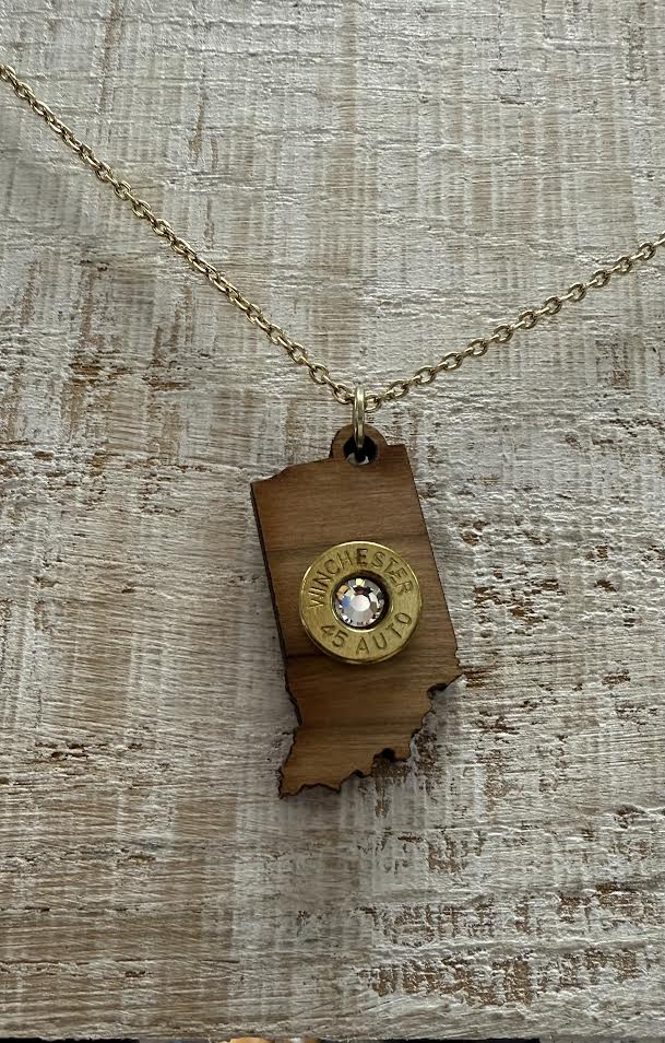 Bullets to Bling Indiana Bullet Pennant Necklace