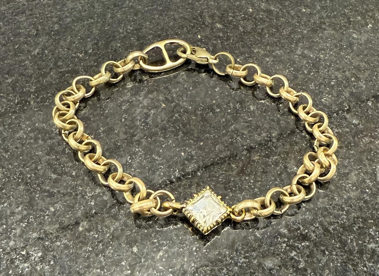 Bullets to Bling Diamon Brushed Gold Bracelet