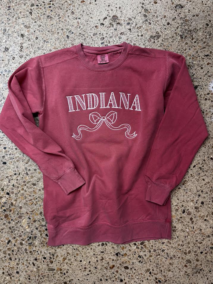 Indiana Bow Embroidered Comfort Colors Sweatshirt