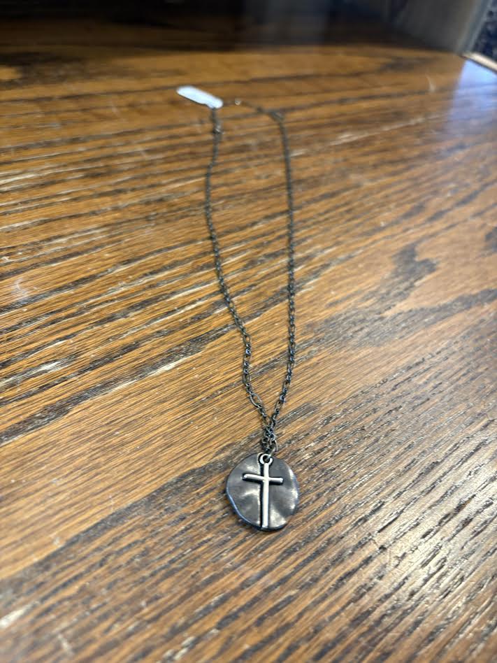 Round Metal Cross Necklace