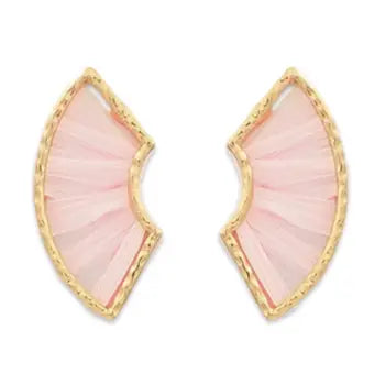 Blush Layered Raffia Fan Earring