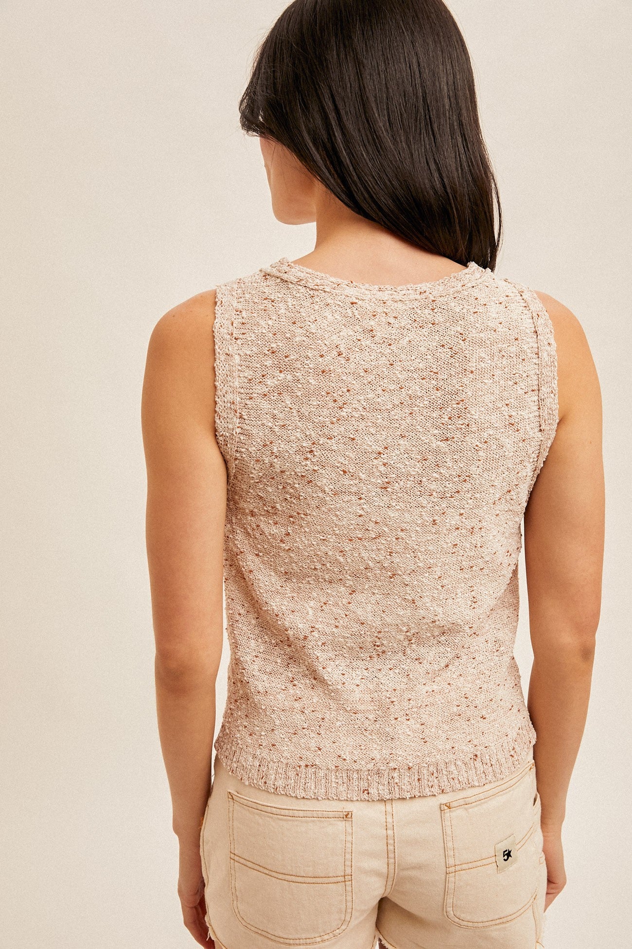Two Tone Color Sleeveless Sweater Knit Tank Top