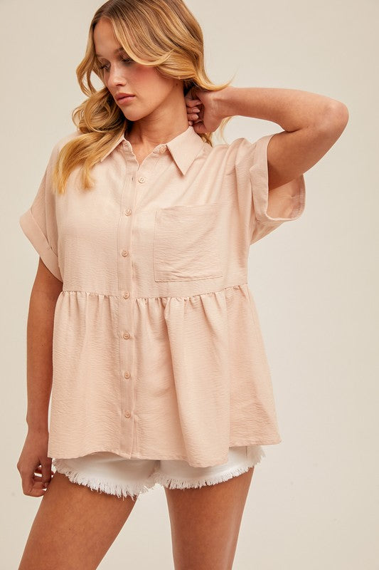 Oversized Babydoll Button Down Shirt