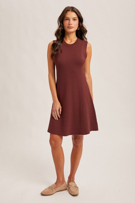 Sleeveless fit and flare sweater dress