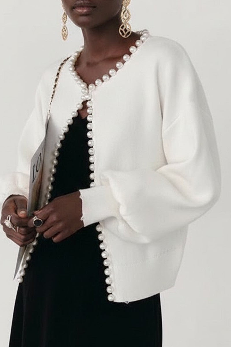 Pearl Trim Knit Cardigan