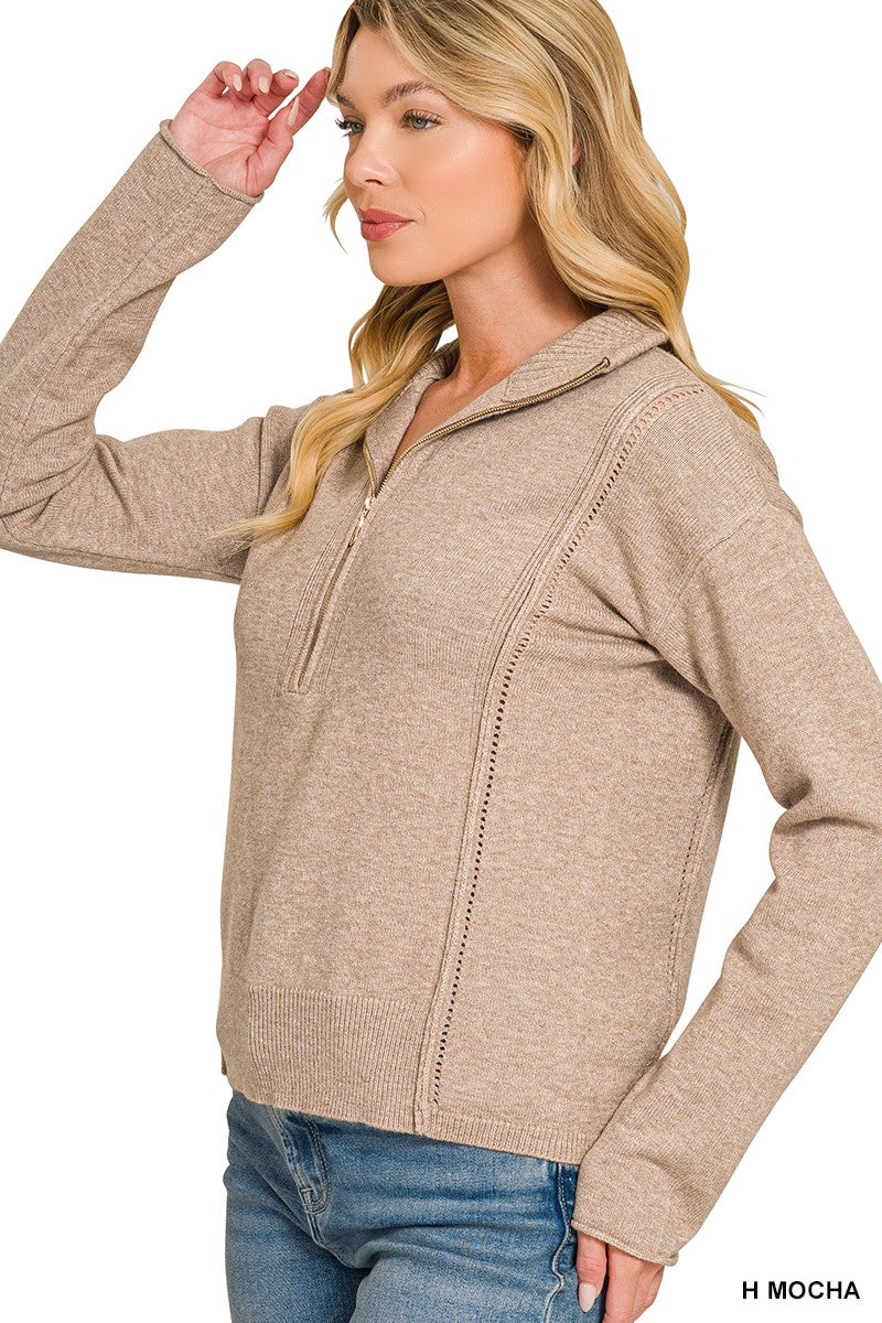 Half Zip High Neck Sweater
