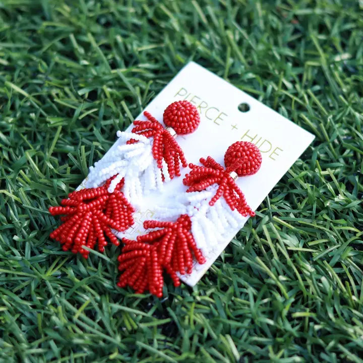 Beaded Tassel Game Day Earrings