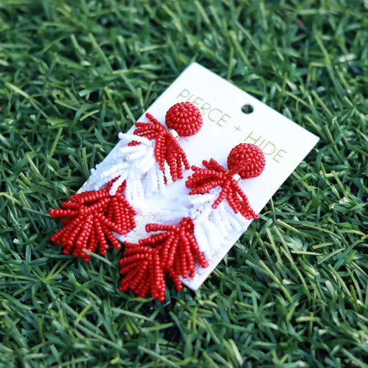 Beaded Tassel Game Day Earrings