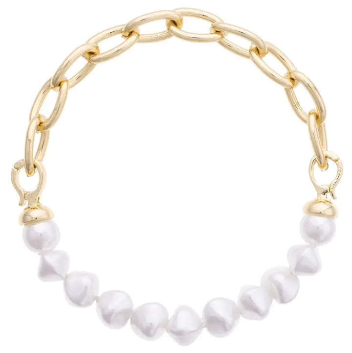 Seraphina Half Linked Pearl Bracelet in Ivory