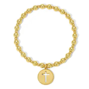 Cross Beaded Stretch Bracelet