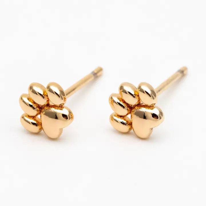 Winnie Paw Print Gold Plated Studs