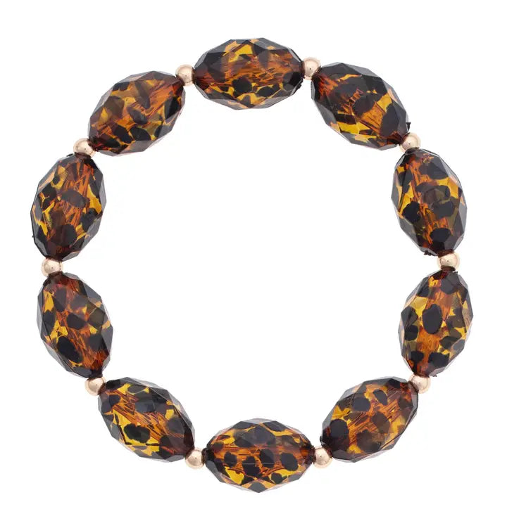 Leighton Beaded Stretch Bracelet in Tortoise