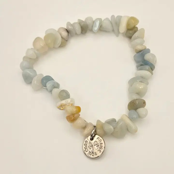 Praise You Lord Chipped Amazonite Beaded Bracelet