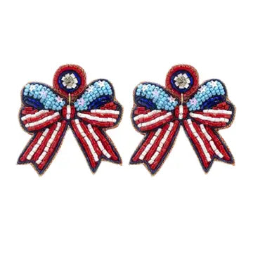 Beaded Patriotic Earrings