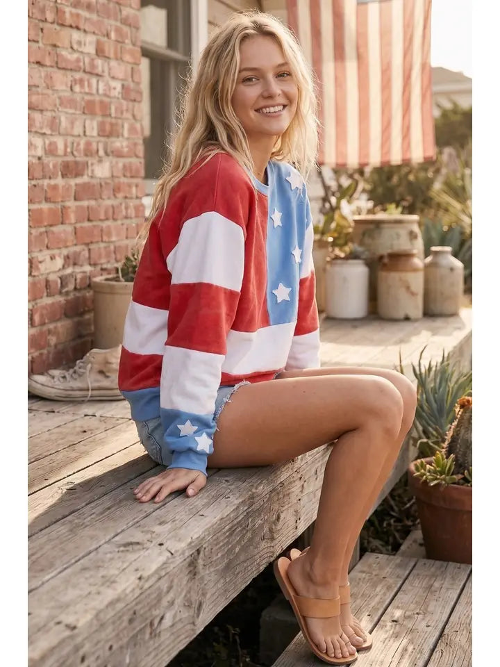 Mineral washed American Flag sweatshirt