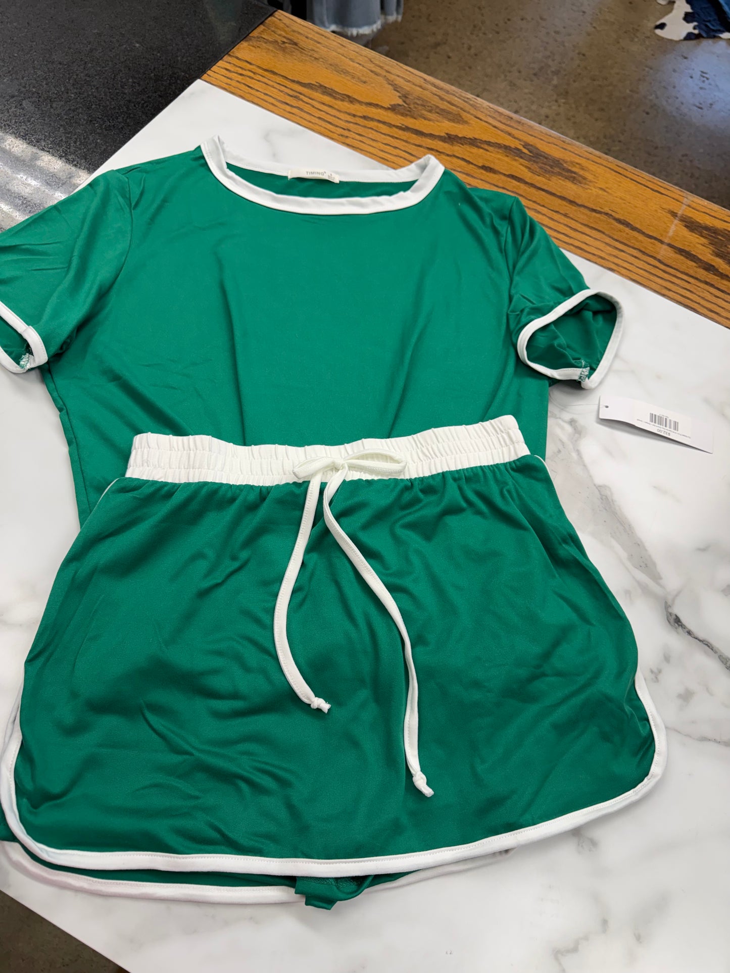 Contrast Trim Knit Game Day Skort Set