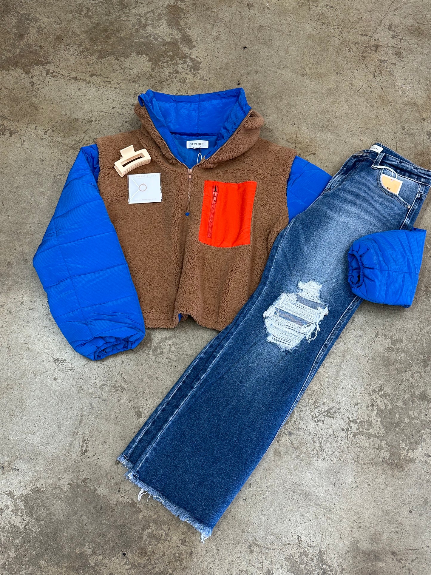 Soft fleece Quilted Puffer Sleeve Pullover