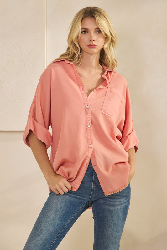 Cuff Short Sleeve Tecel Shirt