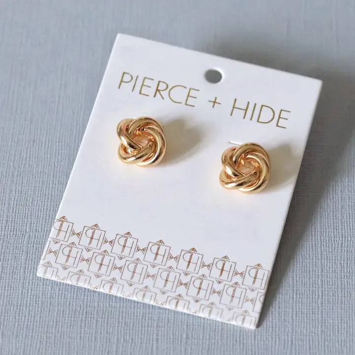 Gold Knot Stud Earrings
