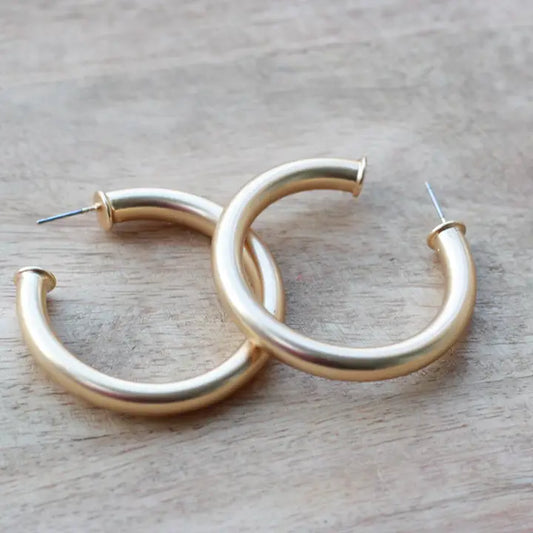 Brushed Gold Hoops