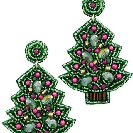 Beaded Christmas Earrings