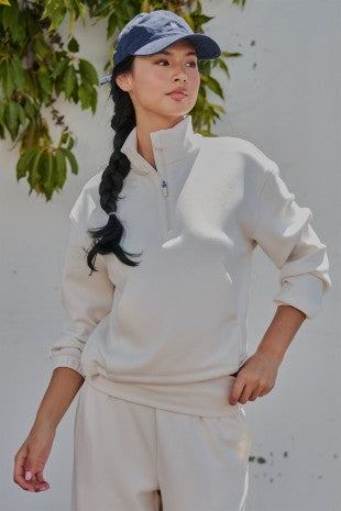 Scuba Knit Half Zip Pullover w/stand Collar