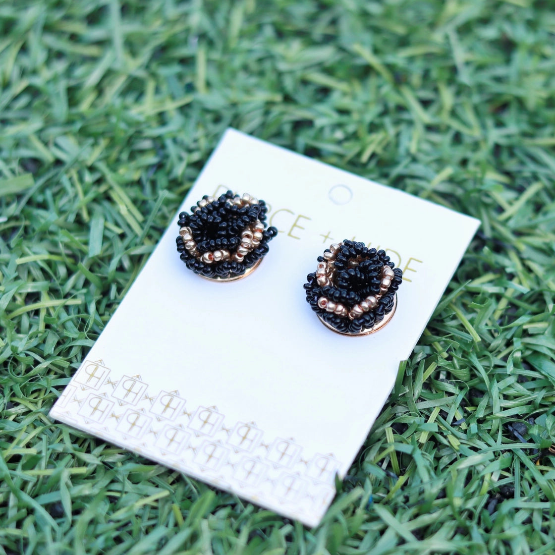 Beaded Game Day Pom Earrings|