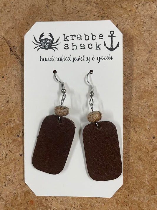 Krabbe Leather Rectangle Drop Earrings
