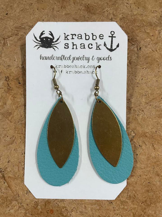 Krabbe Turquoise Leather Feather Earrings