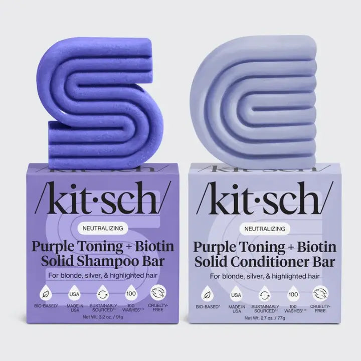 Purple Toning Shampoo & Conditioner Bar Combo For Color-Treated & Grey Hair