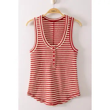 Striped Button Down Tank Top