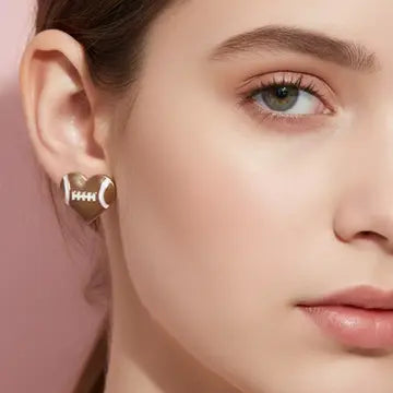 Heart Shape Football Stud Earrings
