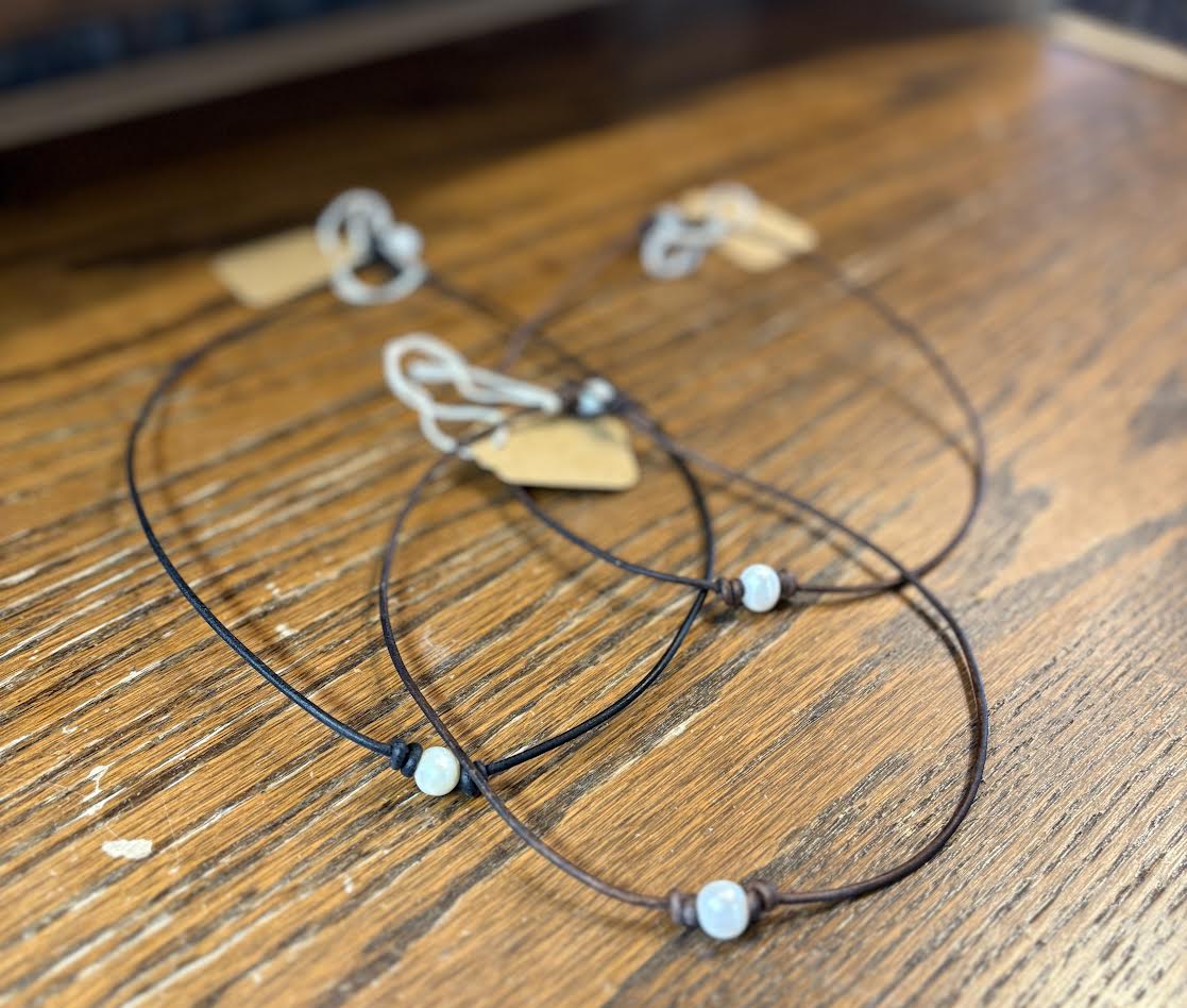Leather Pearl Necklace