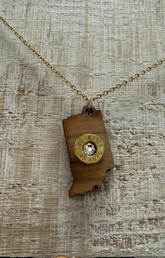 Bullets to Bling Indiana Bullet Pennant Necklace