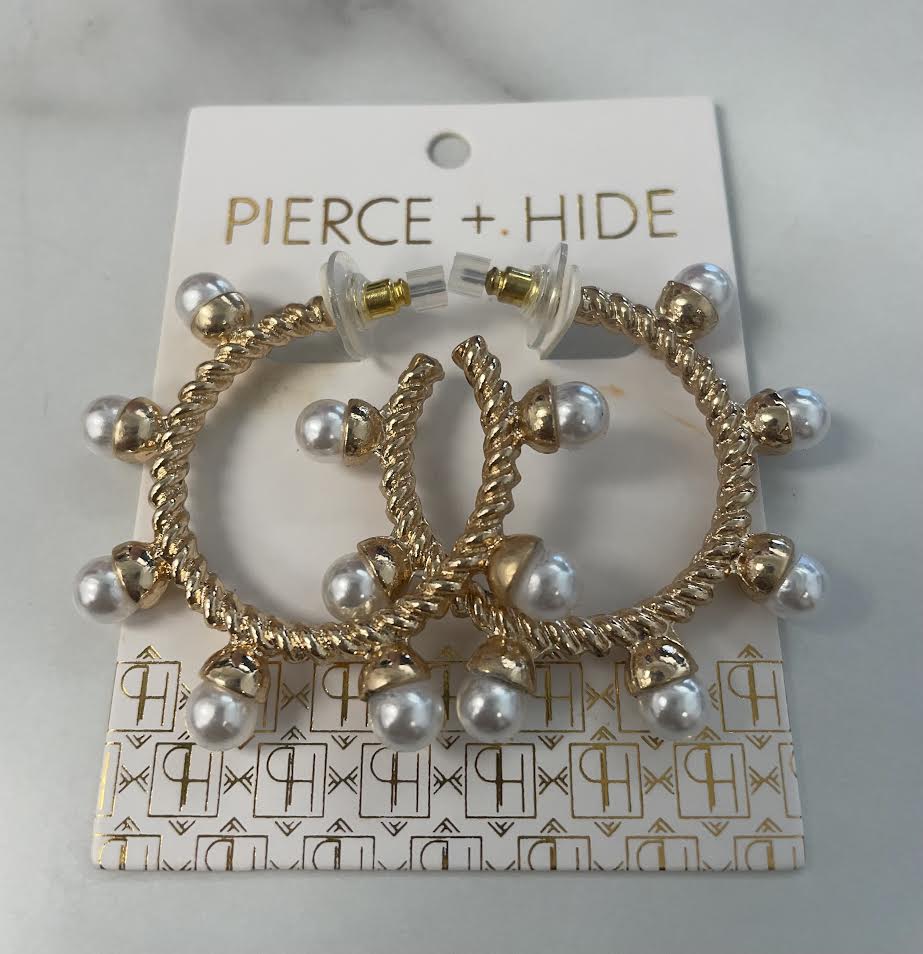 Large Pearl Hoop Earrings