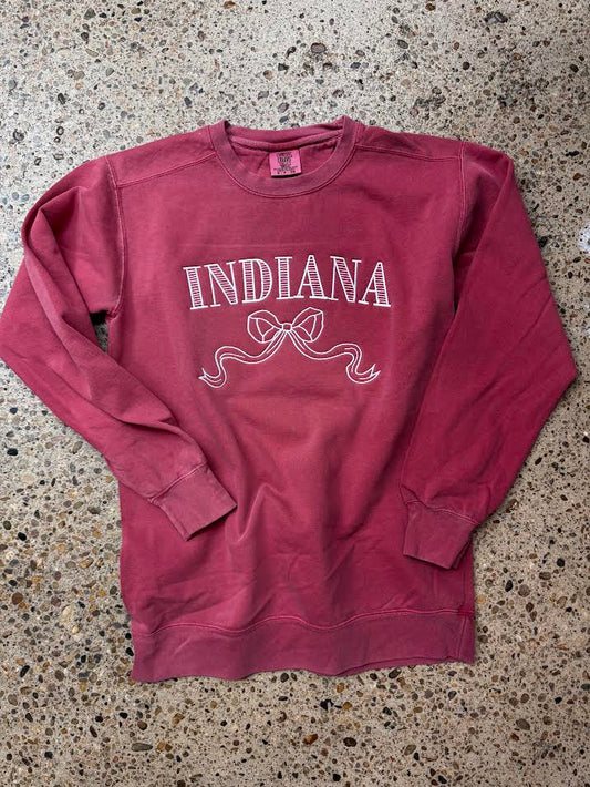 Indiana Bow Embroidered Comfort Colors Sweatshirt