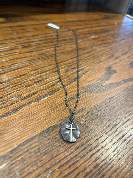 Round Metal Cross Necklace
