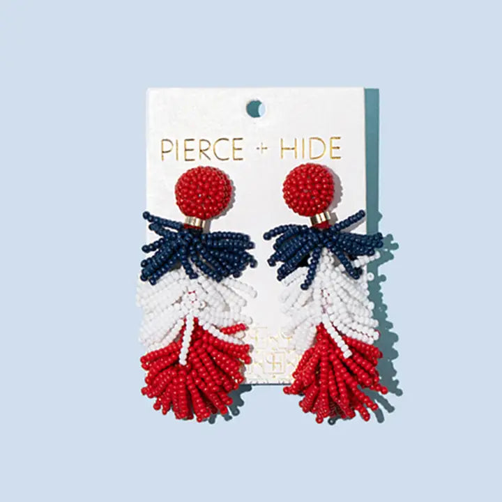 Red White Blue Color Block Tassel Earring