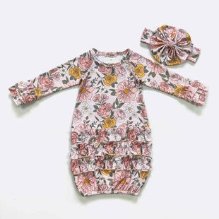 Pink Blush Blossoms baby gown