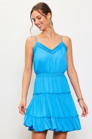 Malibu Blue Front Neck Cami Dress