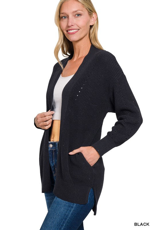 Eyelet Open Cardigan