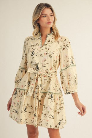 Cream Teir floral dress