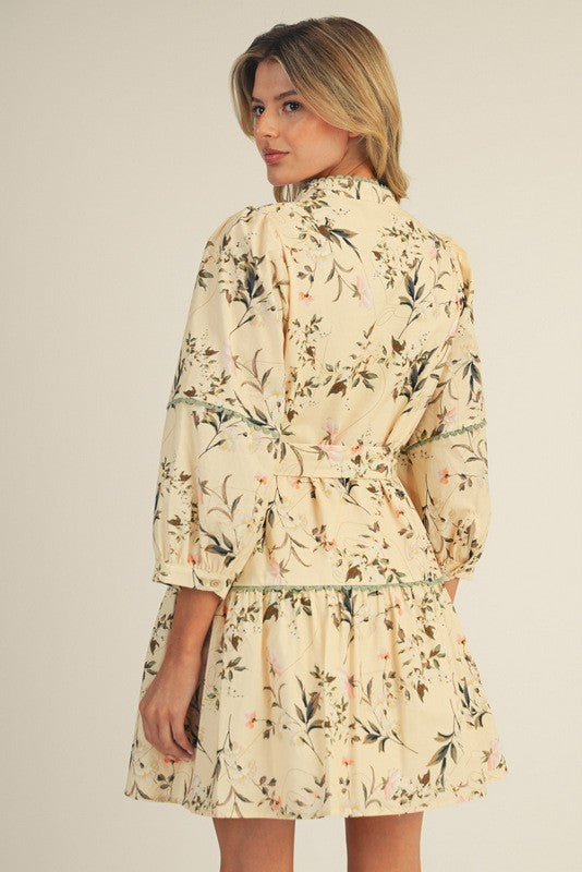 Cream Teir floral dress