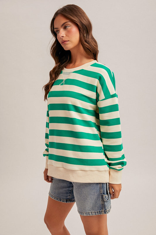 Oversized French Terry Striped Sweatshirt