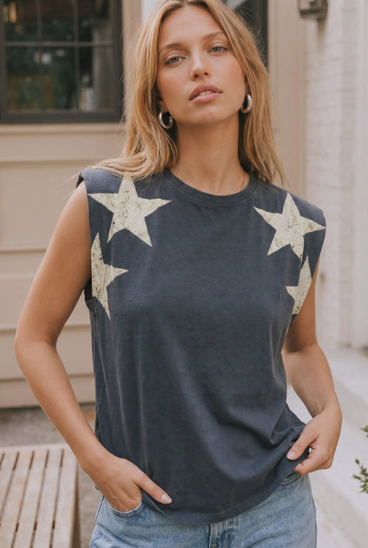 4th Of July Star Shoulder Top