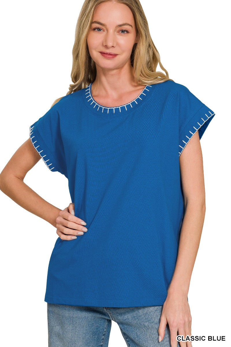 Stitch Detailed Oversize Top Stitch Detailed Oversize Top