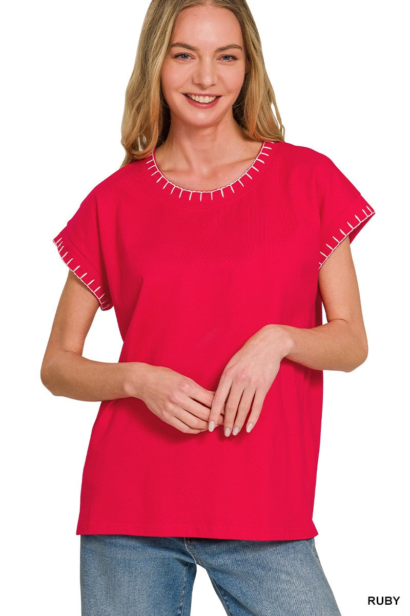 Stitch Detailed Oversize Top Stitch Detailed Oversize Top